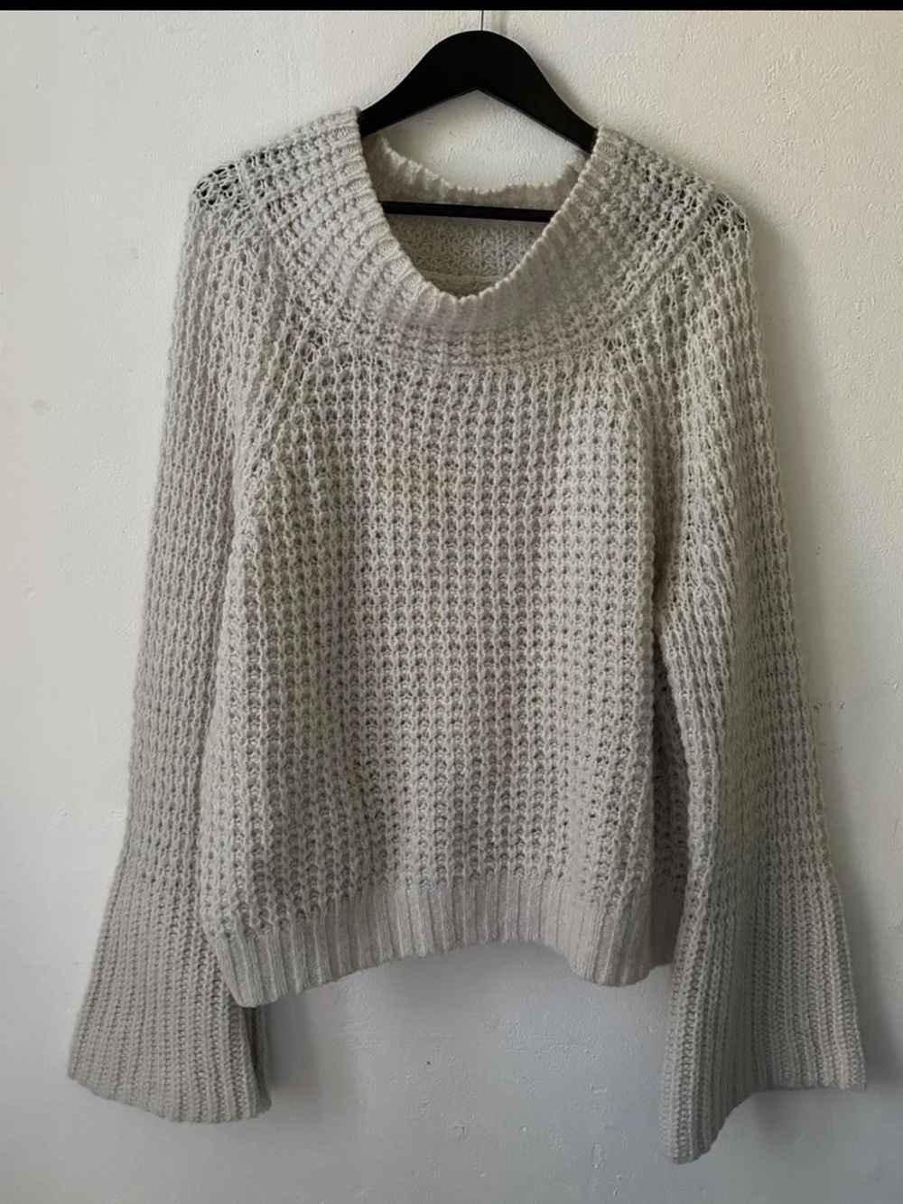 Maeve Anthropologie Women’s XL Open Knit Sweater Bell Sleeve Boho Wool Blend